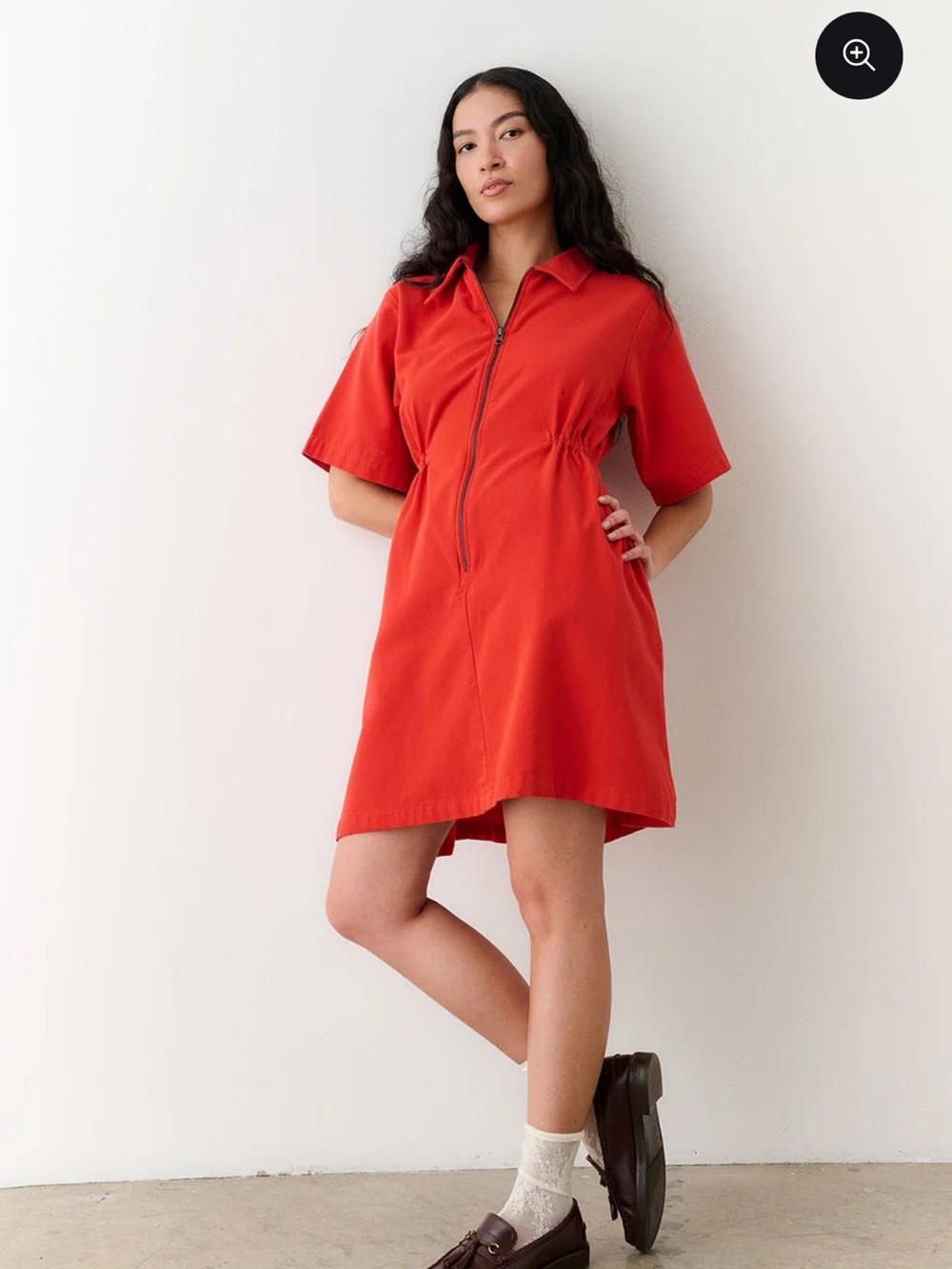 Noble Utility Dress Paprika Red Organic Cotton 1X - Picture 2 of 9